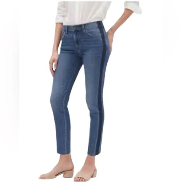 Banana Republic Denim - Banana Republic Straight Ankle Girlfriend Tuxedo Stripe Premium Denim Jeans 25